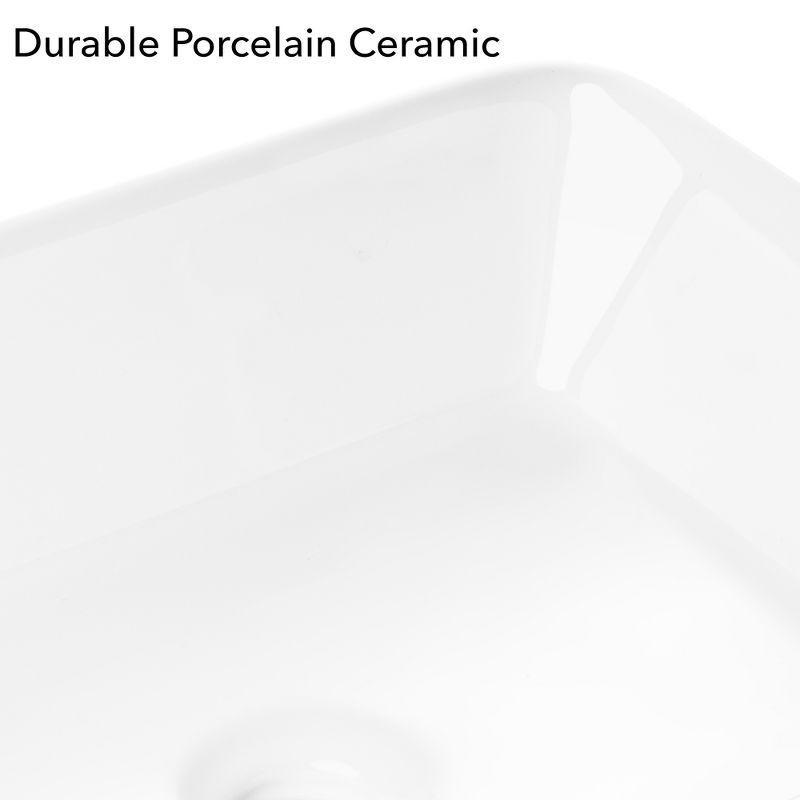 Miligore VESSEL-SK81 Miligore 15'' White Ceramic Rectangular Bathroom Sink
