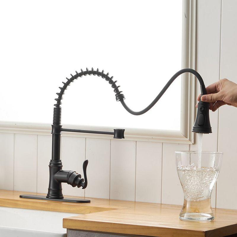 Single-Handle Pull-Down Sprayer 3 Spray High Arc Kitchen Faucet With Deck Plate