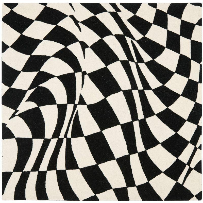 Soho SOH763 Hand Tufted Square Contemporary Area Rug - Black/Ivory - 6' X 6' Square - Safavieh.