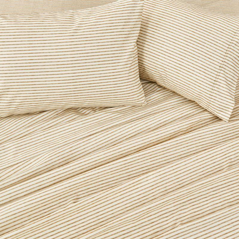 King Light Taupe Striped Microfiber Sheet Set