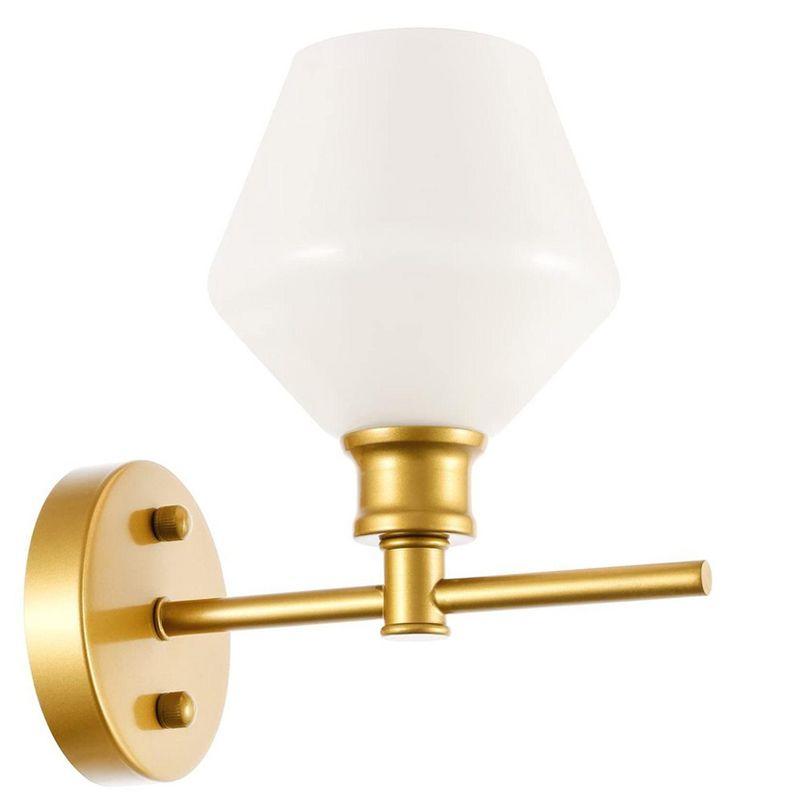 Elegant Lighting Gene 1 light Brass and Frosted white glass Wall sconce