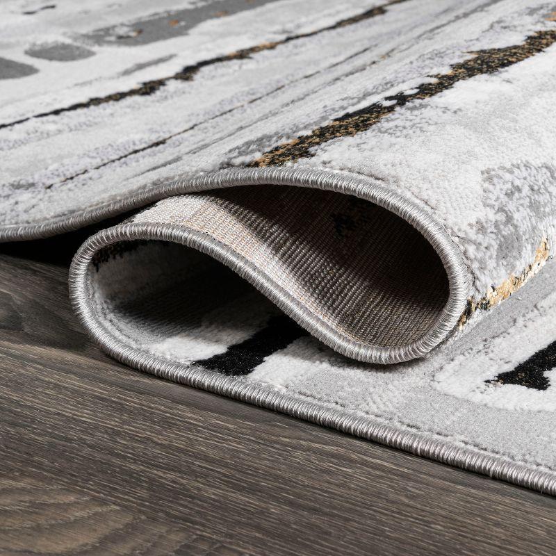 3'x5' Batten Modern Stripe Area Rug, Gray/Black - JONATHAN Y