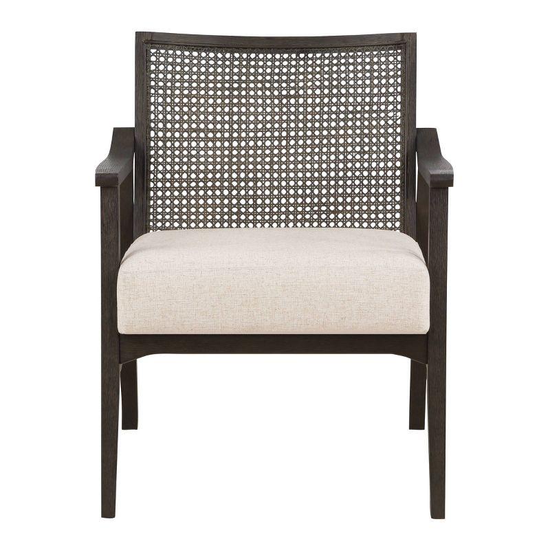 Lantana Arm Chair Linen - OSP Home Furnishings: Woven Cane Back, Polyester Cushion, Rustic Gray Finish