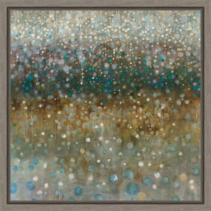 Abstract Rain Aqua and Grey Canvas Print with Frame