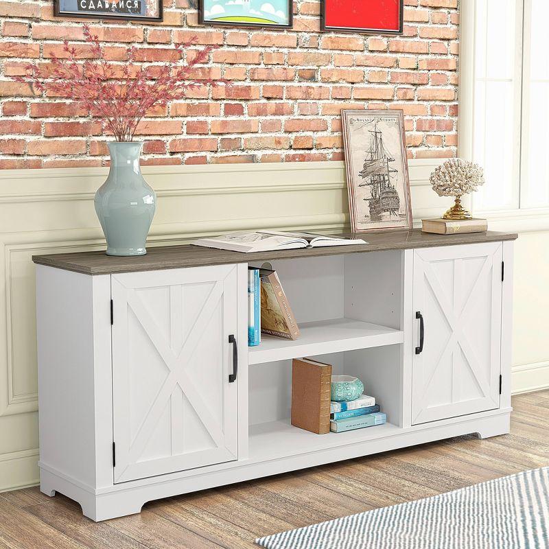 70" Classic Style TV Stand for TVs up to 78" White - Festivo: Farmhouse Design, Cable Management, Adjustable Storage