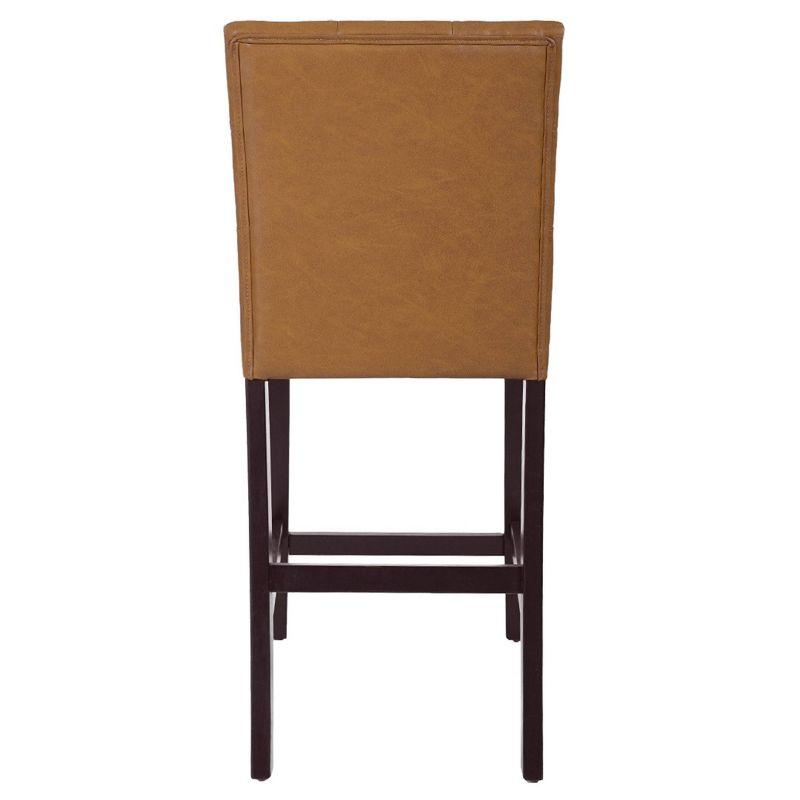 HomePop Set of 2 Upholstered Faux Leather Counter Stools Carmel: Traditional Style, Plywood Frame, 300 lbs Capacity