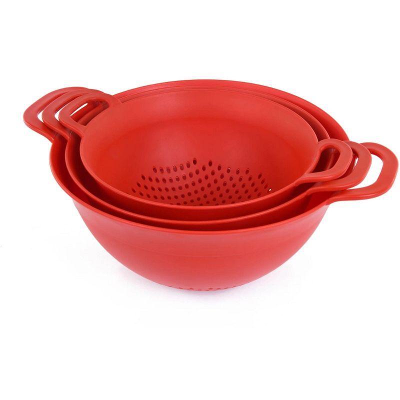 Plastic Strainer Colanders Set (3 Pack) (Red)