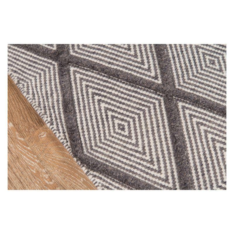 Langdon Geometric Handmade Flatweave Wool Charcoal Area Rug