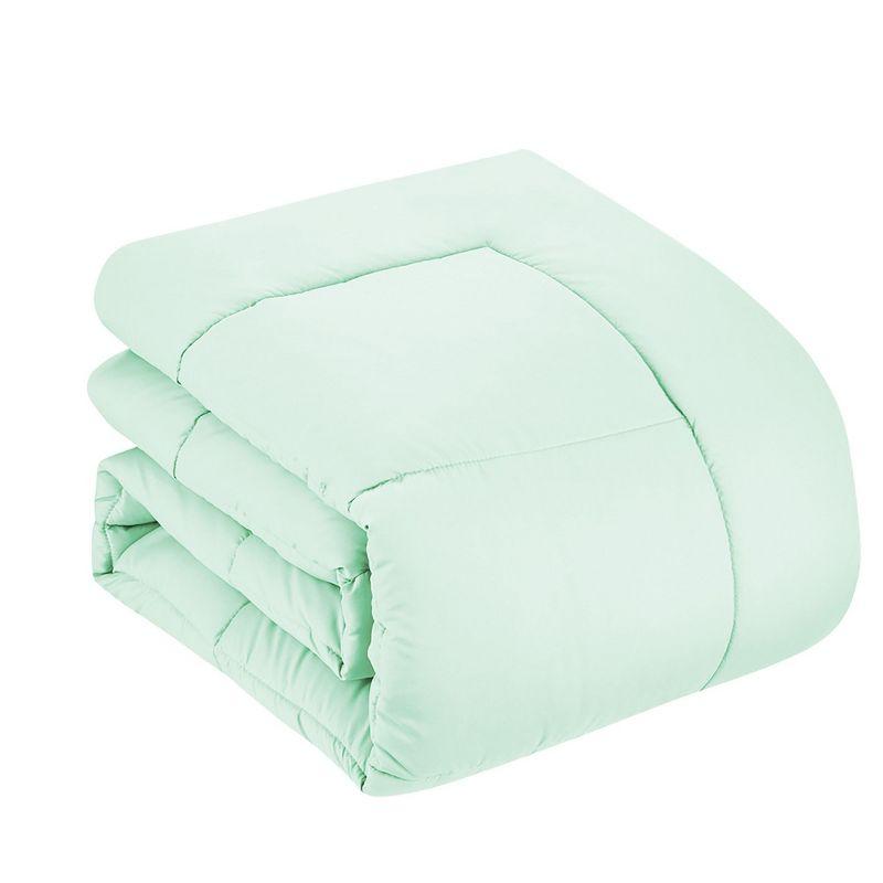 Bed-in-A-Bag Solid Color Comforter & Sheet Set Soft All Season Bedding, Twin, Mint