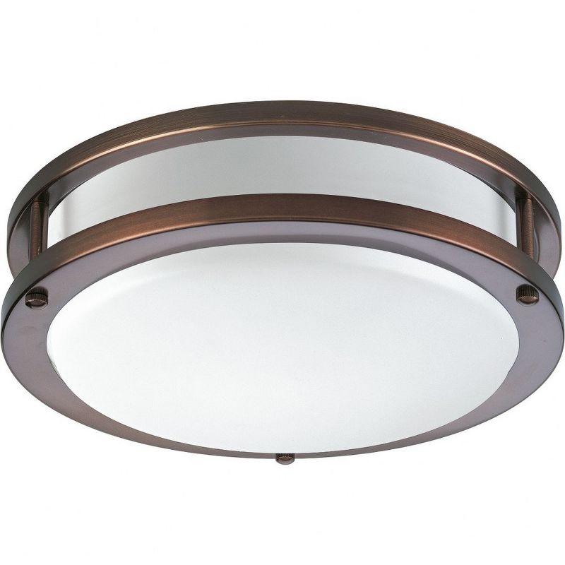 Urban Bronze 10" LED Flush Mount Ceiling Light with White Acrylic Shade