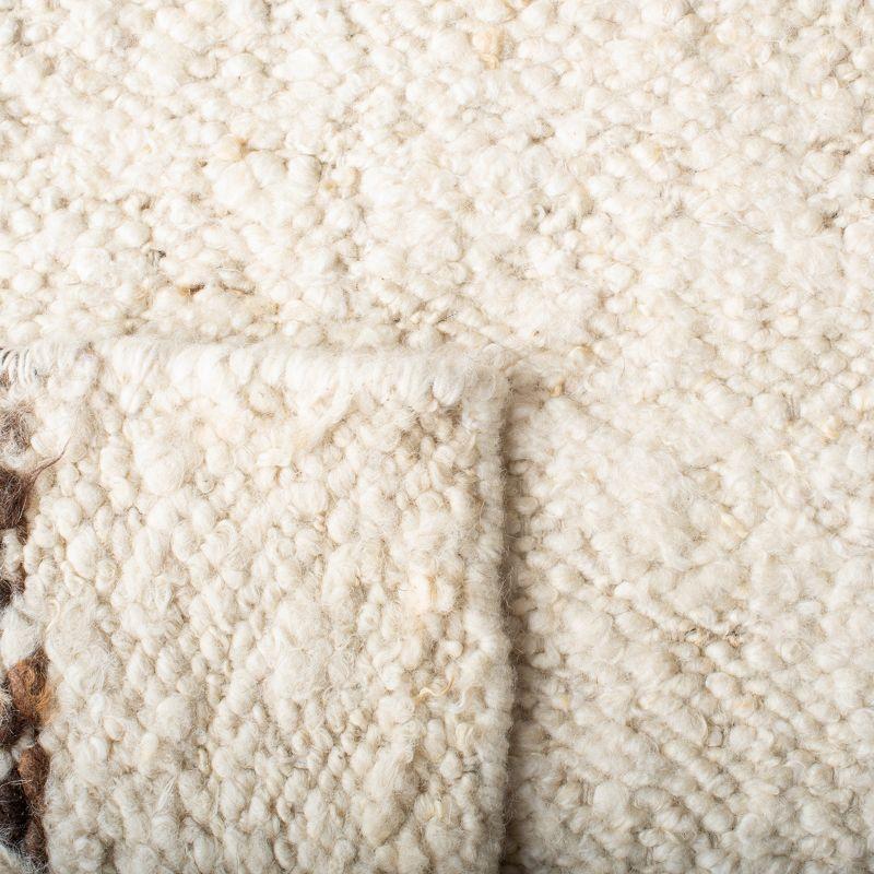 Ivory and Brown Hand-Tufted Wool Rectangular Rug