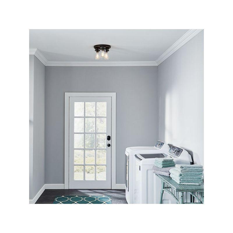 Brinley 11.75" 3 Light Flush Mount with Clear Glass Brushed Nickel