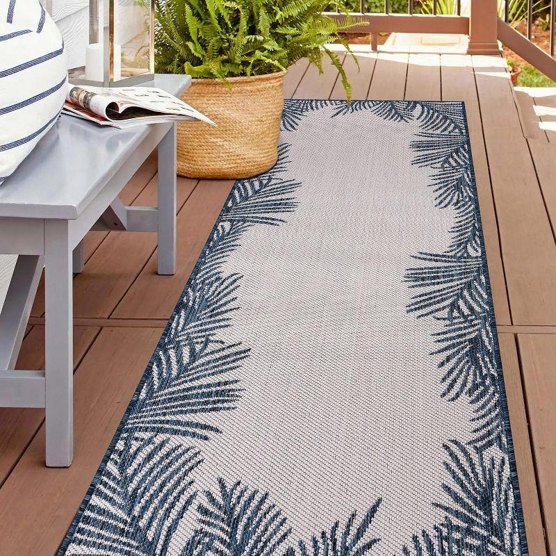 World Rug Gallery Tropical Floral Palm Leaves Textured Flat Weave Indoor/Outdoor Area Rug