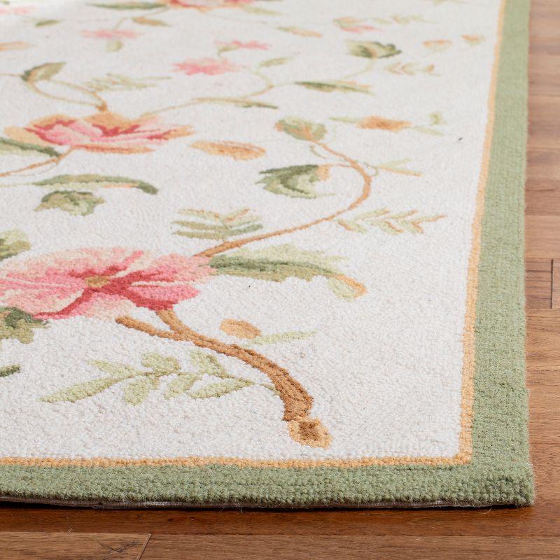 Ivory Floral Hand-Knotted Wool Area Rug, 6' x 9'