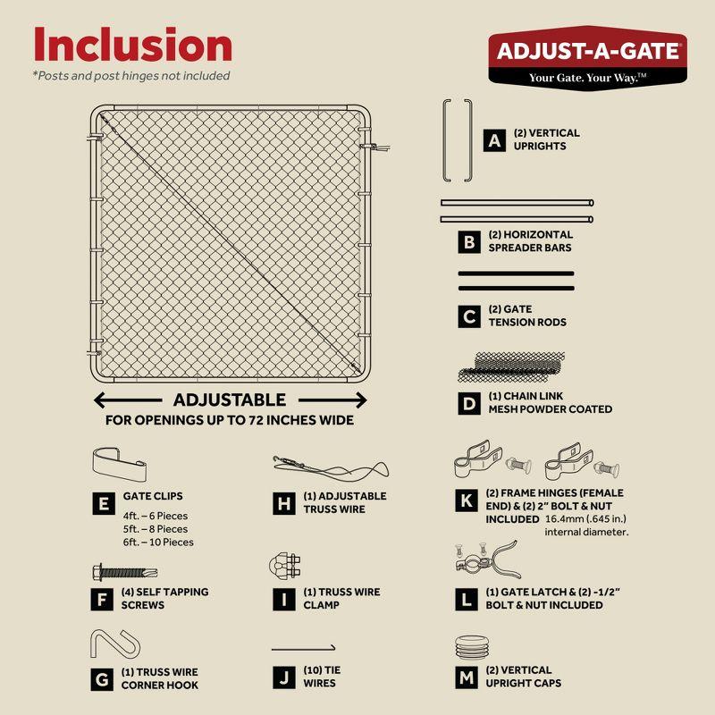 Adjust-A-Gate Fit-Right Chain Link Fence Walk-Through Gate Kit, Metal Fencing Gate with Round Corner Frame