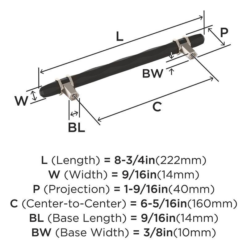 Amerock London 6-5/16 inch (160mm) Center-to-Center Black Bronze/Polished Nickel Cabinet Pull