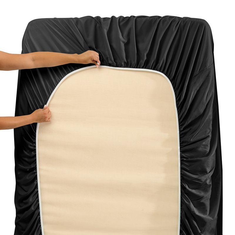 Nestl Extra Deep Pocket 4 Piece Sheet Sets, Queen Size Deep Pocket Sheets - Black