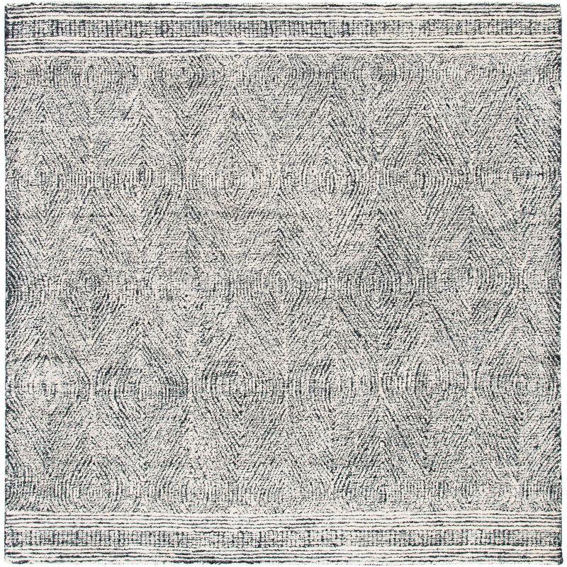 Abstract ABT340 Handmade Indoor Area Rug - Ivory/Charcoal - 8'x8' - Safavieh