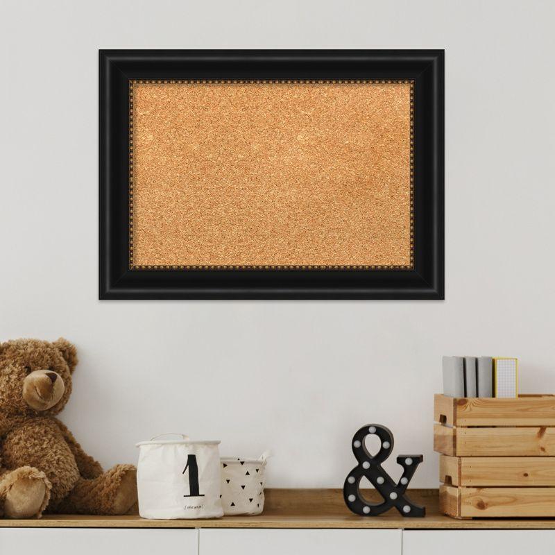 Amanti Art Natural Cork Board Framed Manhattan Black Bulletin Board 22 in. x 16 in.