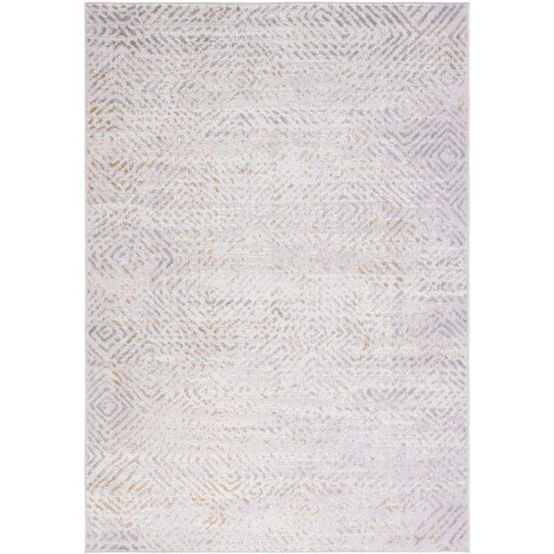 Elegant Gray Synthetic 4'5" x 6'5" Hand-Knotted Area Rug