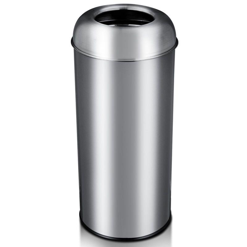 65 L / 17 Gal Open Top Trash Can Commercial Grade Heavy Duty Brushed Stainless Steel for Outdoor | Kitchen Waste Bins Home House Family