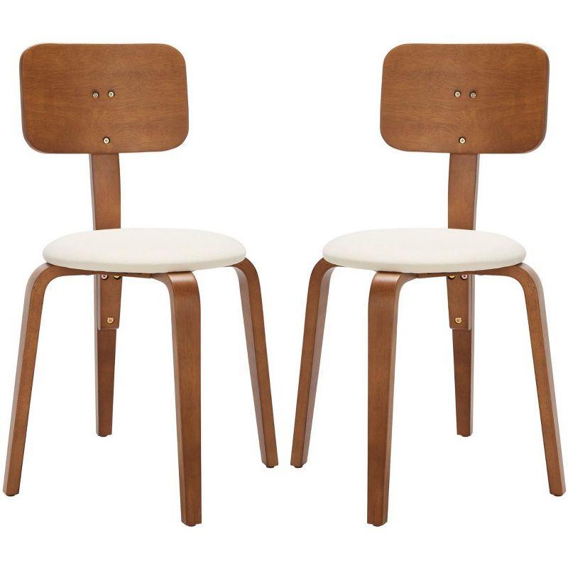 Jo Stackable Upholstered Dining Chairs (Set of 2) - DCH1010 - Walnut/Cream - Safavieh