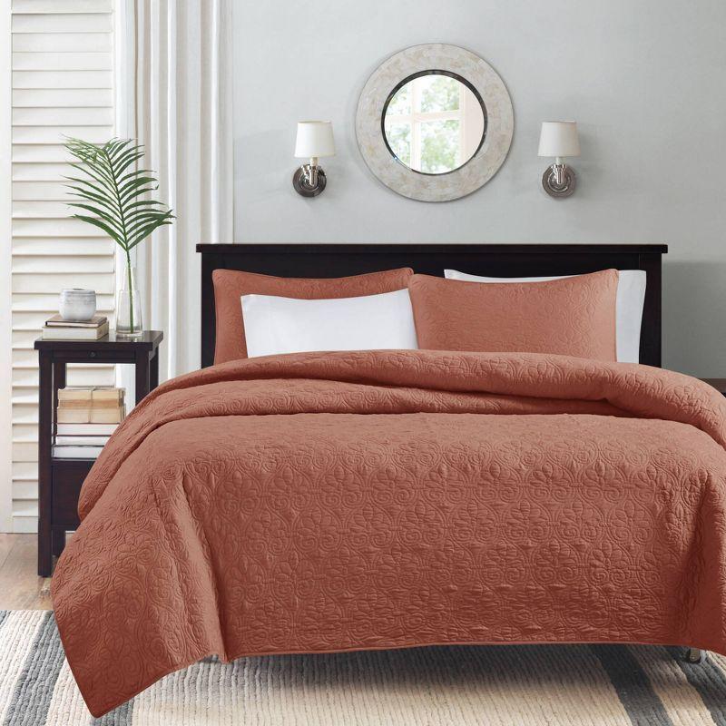 Madison Park 3pc Full/Queen Vancouver Reversible Quilt Set Clay Pink