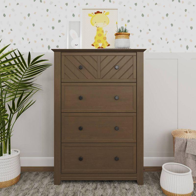 Atwood Modern Chevron 4-Drawer Nursery Chest in Cocoa Bean