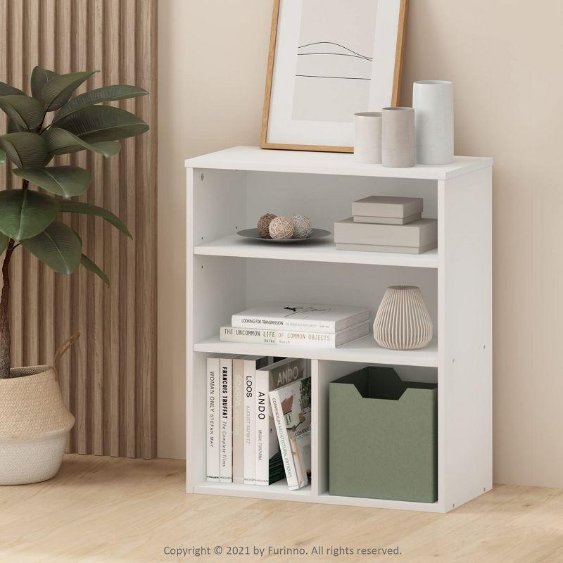 White Adjustable 4-Shelf Contemporary Wood Bookcase