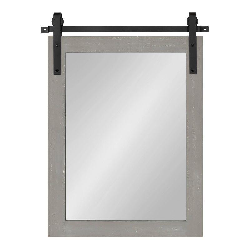 Cates Rustic Gray Wood Framed Full-Length Barn Door Mirror