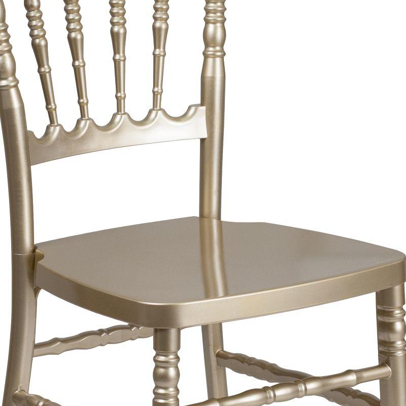 Elegant Gold Resin Napoleon Stacking Chair with Cushion Comfort