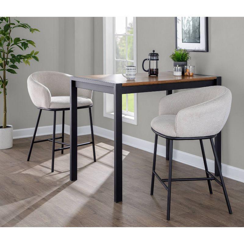 Set of 2 Ashland Counter Height Barstools Cream - LumiSource: Upholstered, Steel Frame, Foam Filled, Fixed Height