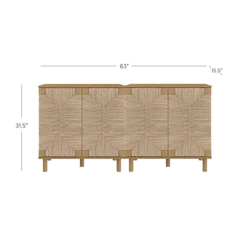 Nathan James Set of 2 Beacon Seagrass Console Table with Doors Brown