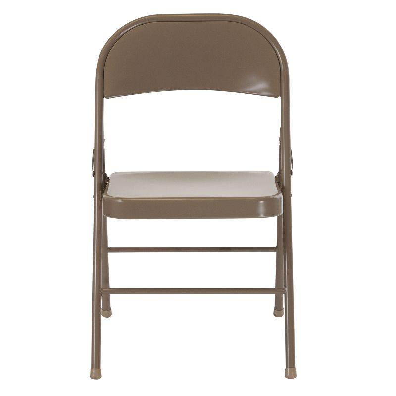 Beige Metal Foldable Reception Chair, 39" Length