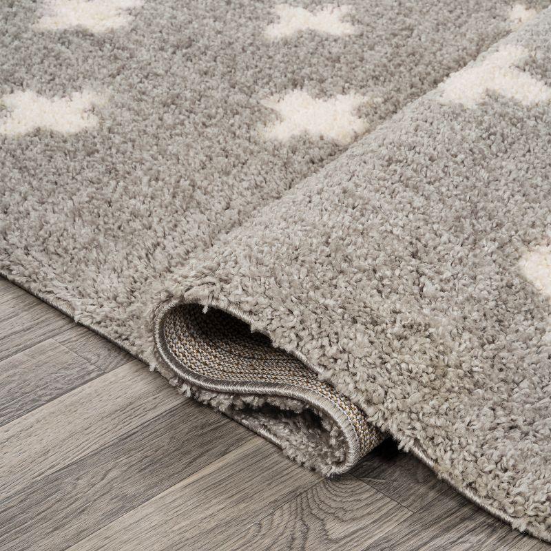 JONATHAN Y Cristo Berber Geometric Shag Gray/Ivory 3 ft. x 5 ft. Area Rug