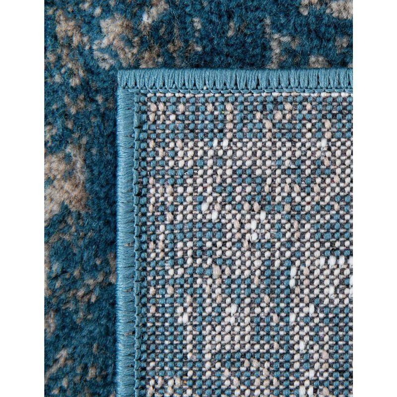 Blue Rectangular Reversible Stain-Resistant Synthetic Area Rug