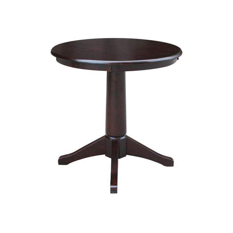 30" Round Rich Mocha Wood Pedestal Dining Table