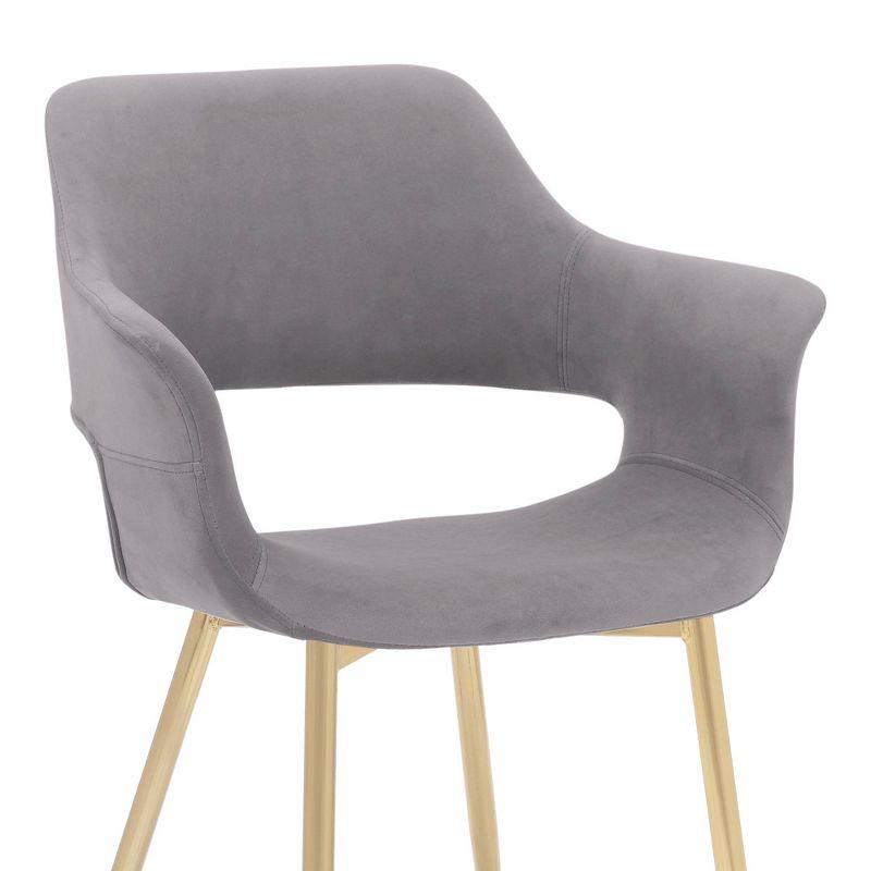 Gigi Velvet Metal Dining Room Chair Gray - Armen Living: Gold Legs, Ergonomic Back, Set of 2