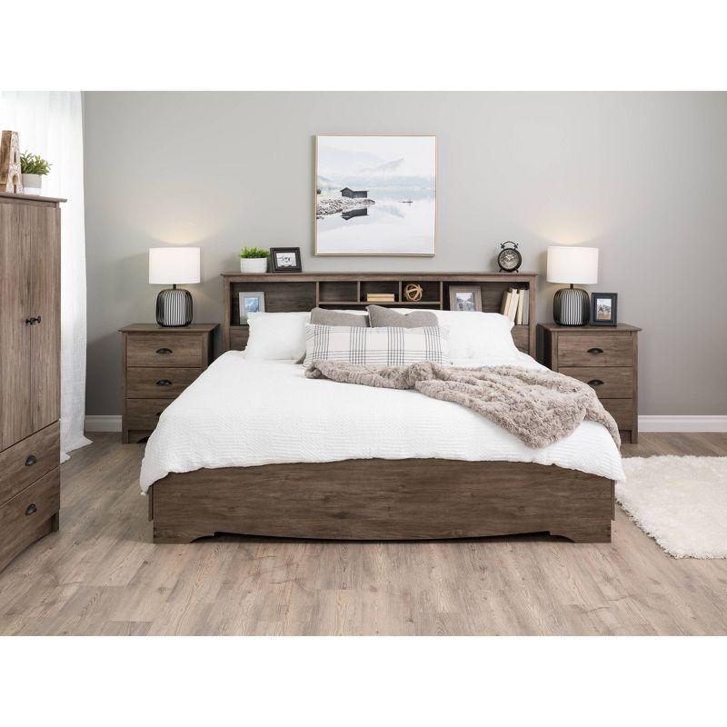 King Mate's Platform Storage Bed with 6 Drawers Drifted Gray - Prepac: King-Sized, No Box Spring Needed