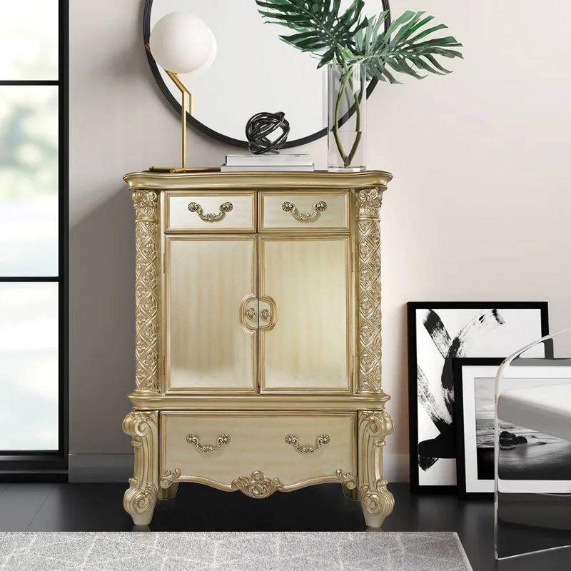 Vendome Gold Patina Wood Dovetail Chest with Felt Lined Drawers