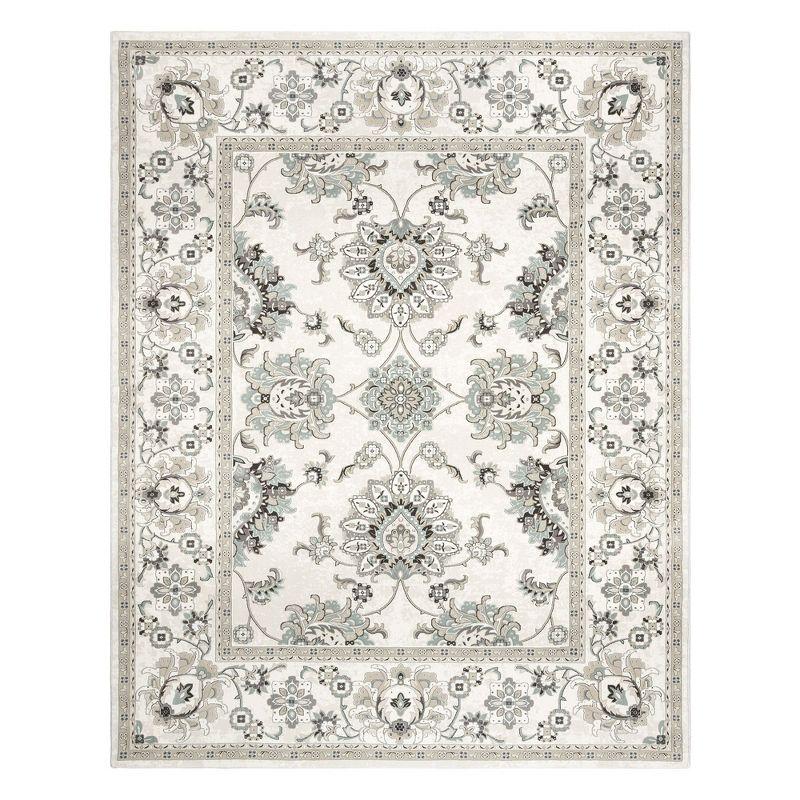 Majestic Moena Ivory/Gray Traditional Oriental Floral Border Area Rug