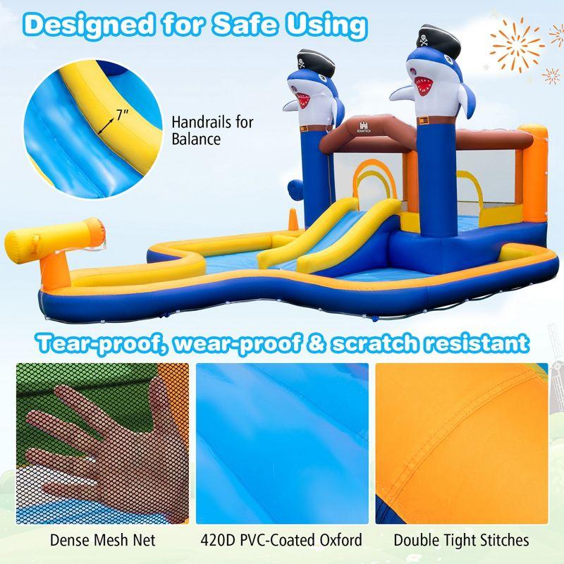 Costway Inflatable Water Slide Park Bounce House Splash Pool Water Cannon with 735W Blower