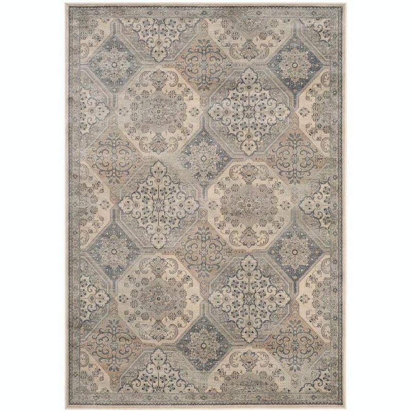 Vintage VTG128 Power Loomed Indoor Skid-Resistant Area Rug - Cream/Blue - 5'3"x7'6" - Safavieh