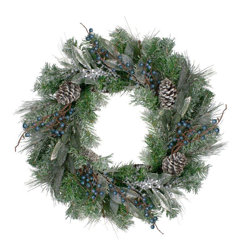 Northlight Seasonal Mixed Pine and Blueberries Artificial Christmas Wreath -24-Inch Unlit