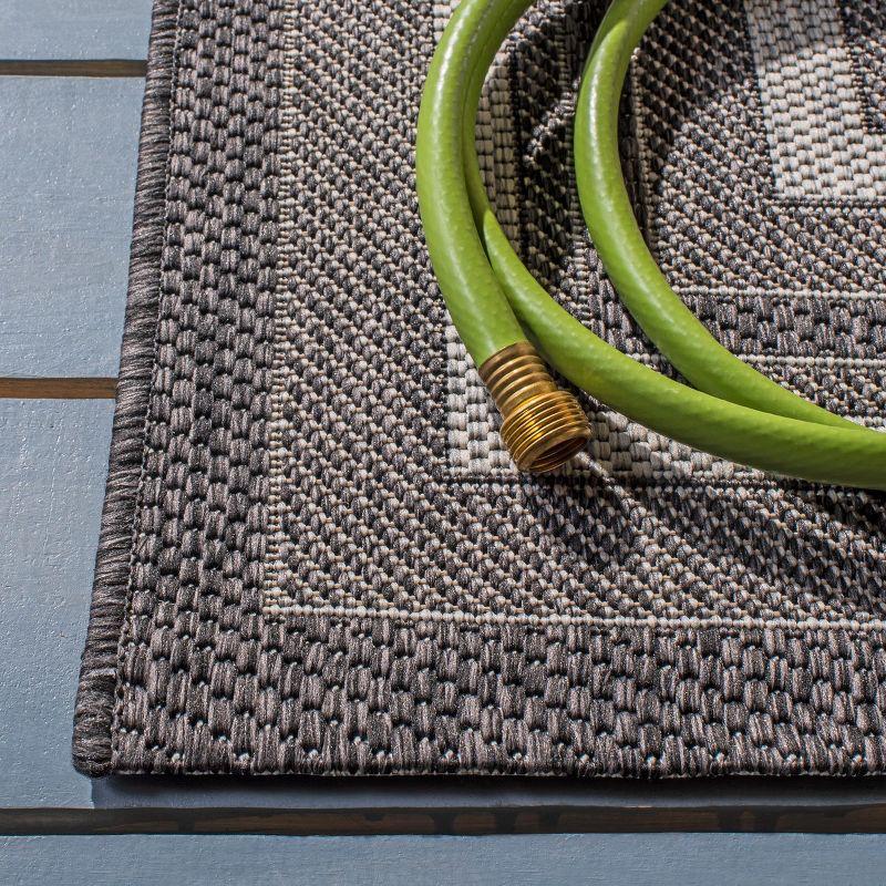 Courtyard CY8475 Power Loomed Indoor and Outdoor Area Rug - Light Grey/Black - 6'7"x6'7" - Safavieh