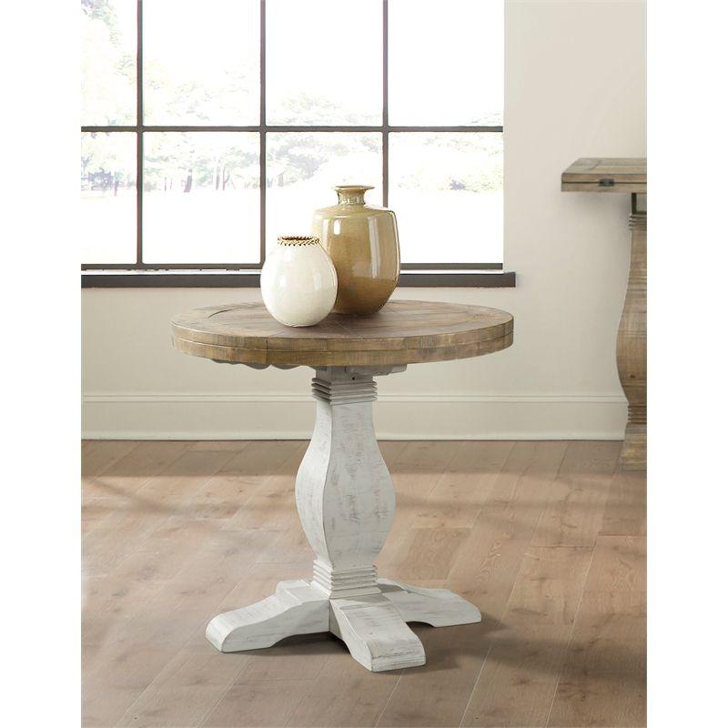 Napa Solid Wood Round End Table White Stain and Natural - Martin Svensson Home