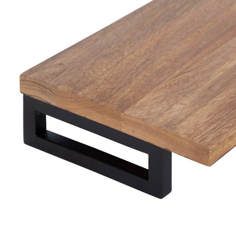 Lankford 24" Natural Wood and Black Modern Floating Wall Shelf