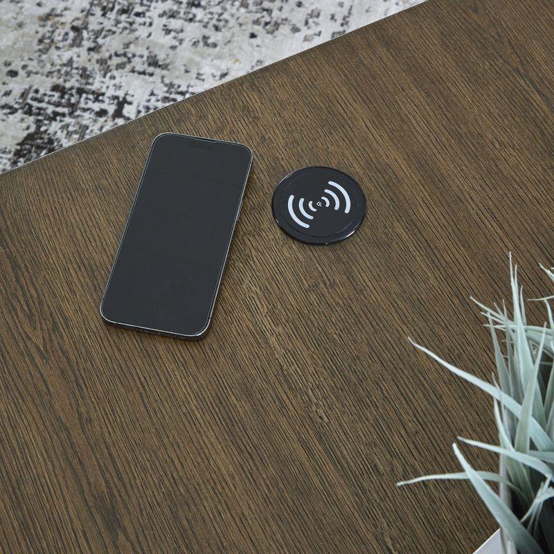 Signature Design by Ashley Rosswain End Table with Wireless Charging, Brown