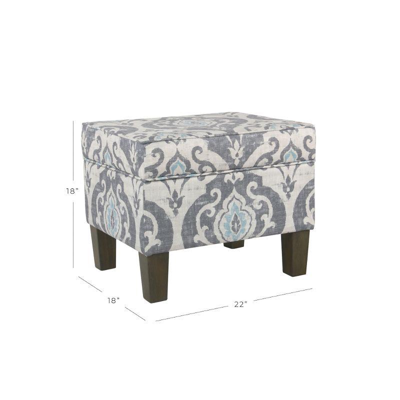 Suri Transitional Blue Slate Fabric Storage Ottoman