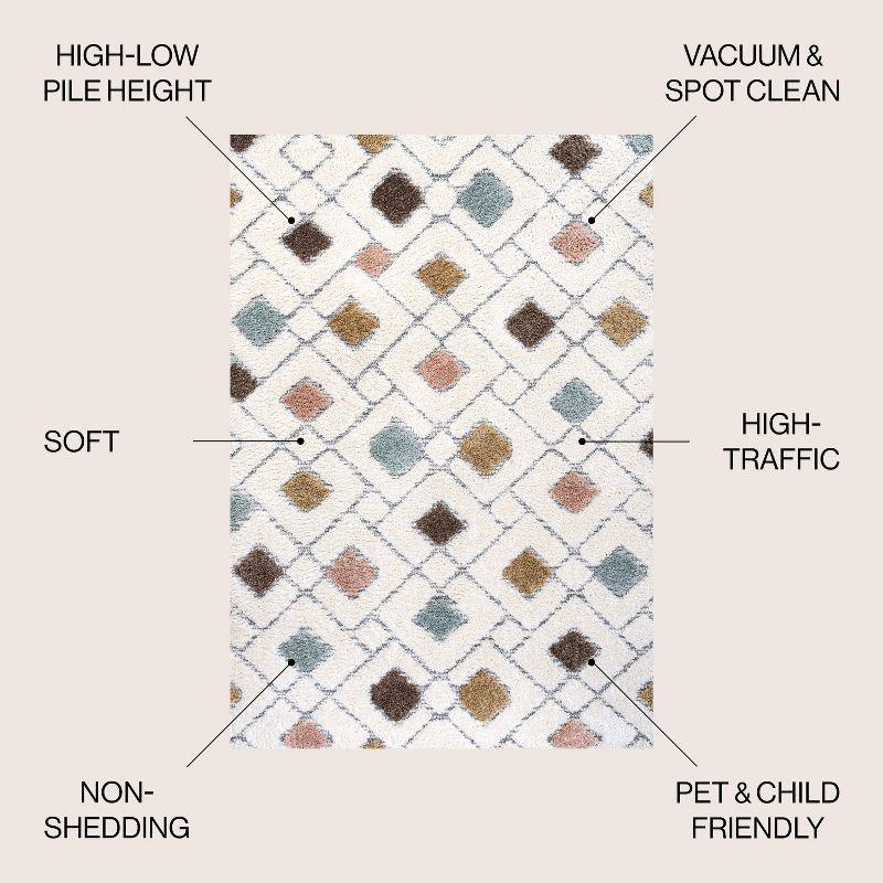 3' x 5' Astrid Retro Trellis High-Low Area Rug, Multi/Cream - JONATHAN Y